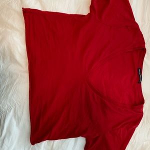 Red cropped v neck